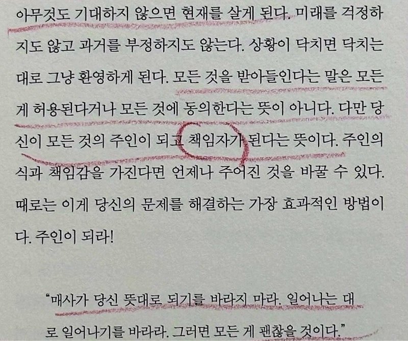 < 진정한 현재를 사는 방법은 모두 받아들이는 것이다 >