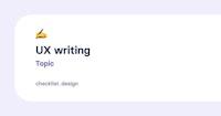 UX Writing - Checklist Design