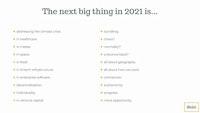 The next big thing in 2021 is...